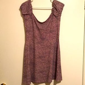 Pink and purple cheetah capped sleeve skater dress